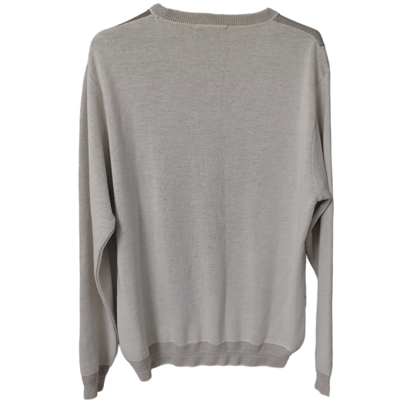 Elegant Patchwork Sweater - Cream and Brown - Picture 2 of 6